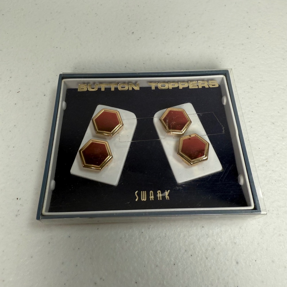 Swank Gold/Red Octagon Button Covers